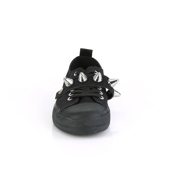 Demonia Women's Deviant-04 Sneakers - Black Canvas D9073-18US Clearance